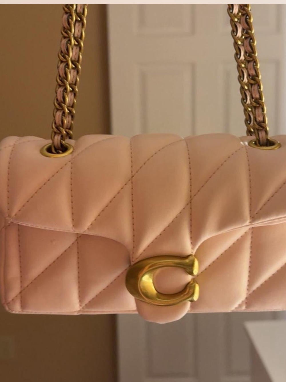 Coach tabby Women Quilted Chain Shoulder Bag in Blush Pink